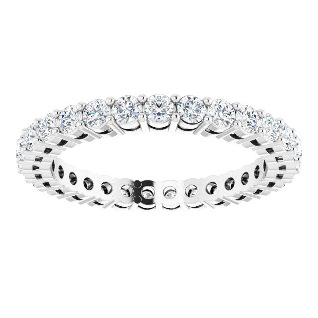 14K Gold Round Lab-Grown Diamond Shared-Prong Eternity Band – 2 mm Stones (7/8–1 CTW) - White Gold - view 3