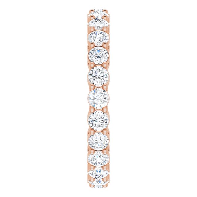 14K Gold Round Natural Diamond Shared-Prong Eternity Band – 2.5 mm Stones (1 3/8–1 1/2 CTW) - Rose Gold - view 4