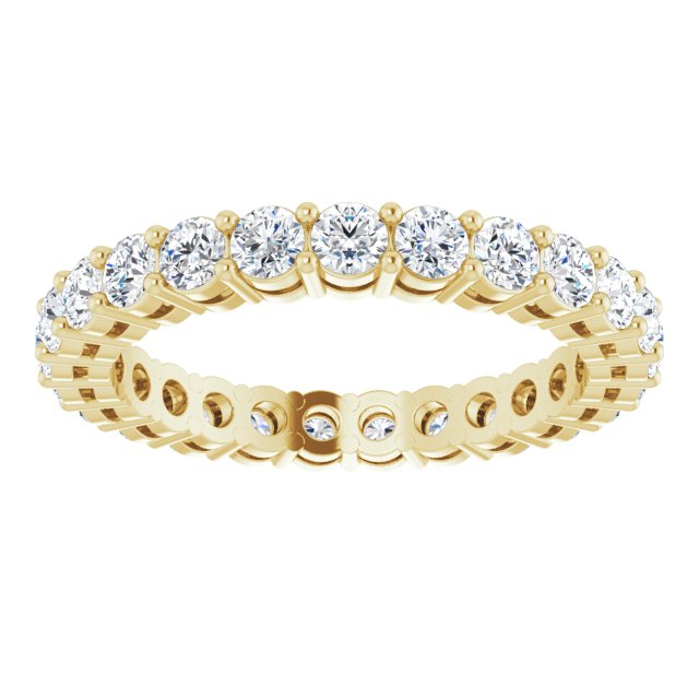14K Gold Round Lab-Grown Diamond Shared-Prong Eternity Band – 2.5 mm Stones (1 3/8–1 1/2 CTW) - Yellow Gold - view 3