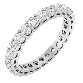 Platinum Round Natural Diamond Shared-Prong Eternity Band – 2.5 mm Stones (1 3/8–1 1/2 CTW)