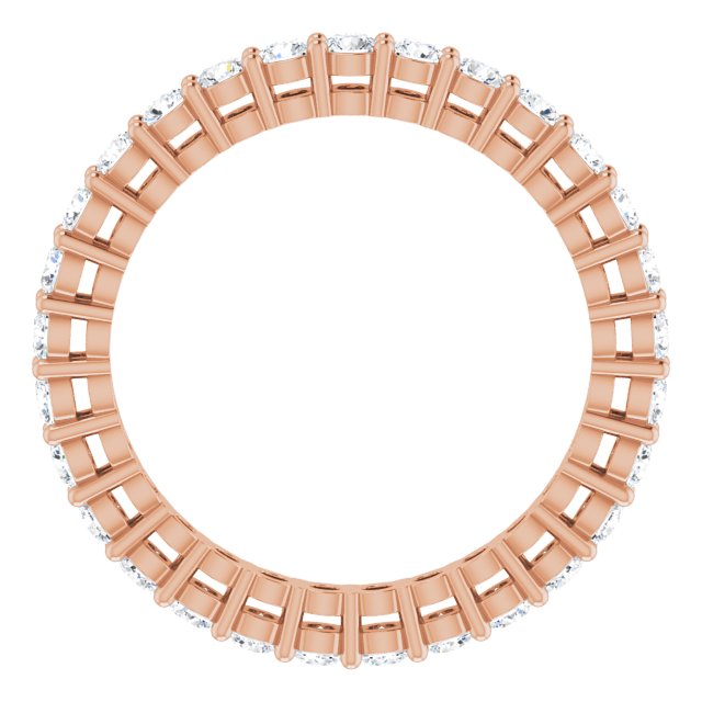 14K Gold Round Lab-Grown Diamond Shared-Prong Eternity Band – 2 mm Stones (7/8–1 CTW) - Rose Gold - view 2