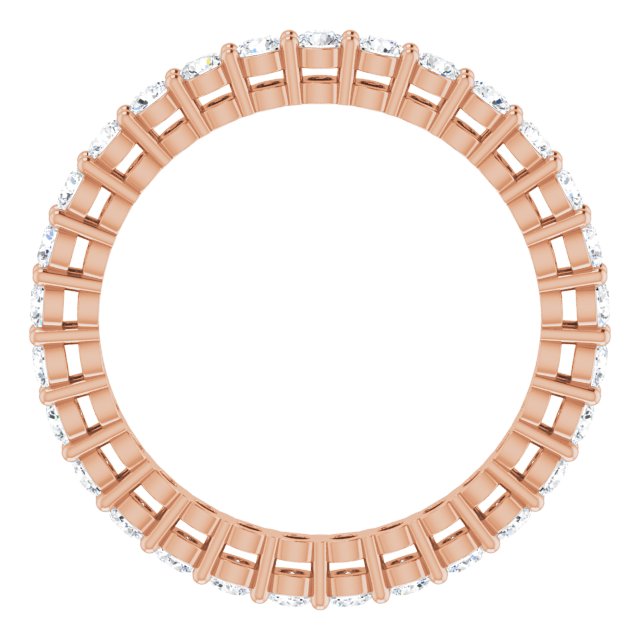 14K Gold Round Lab-Grown Diamond Shared-Prong Eternity Band – 2 mm Stones (7/8–1 CTW) - Rose Gold - view 2