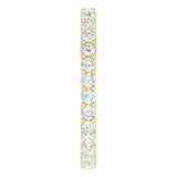 14K Gold Round Natural Diamond Shared-Prong Eternity Band – 2 mm Stones (3/4–1 CTW) - Yellow Gold - view 4