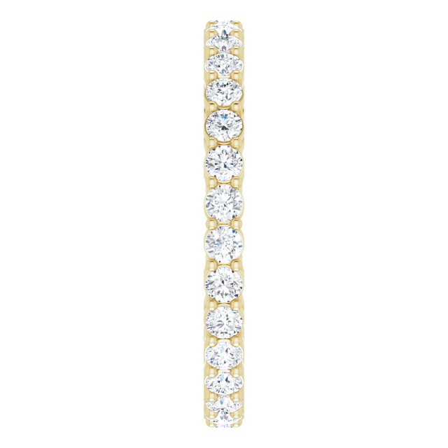 14K Gold Round Natural Diamond Shared-Prong Eternity Band – 2 mm Stones (3/4–1 CTW) - Yellow Gold - view 4