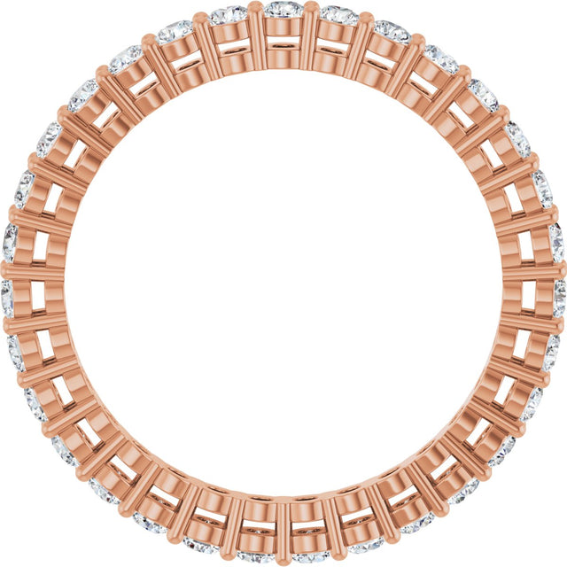 14K Gold Round Lab-Grown Diamond Shared-Prong Eternity Band – 2 mm Stones (7/8–1 CTW) - Rose Gold - view 2