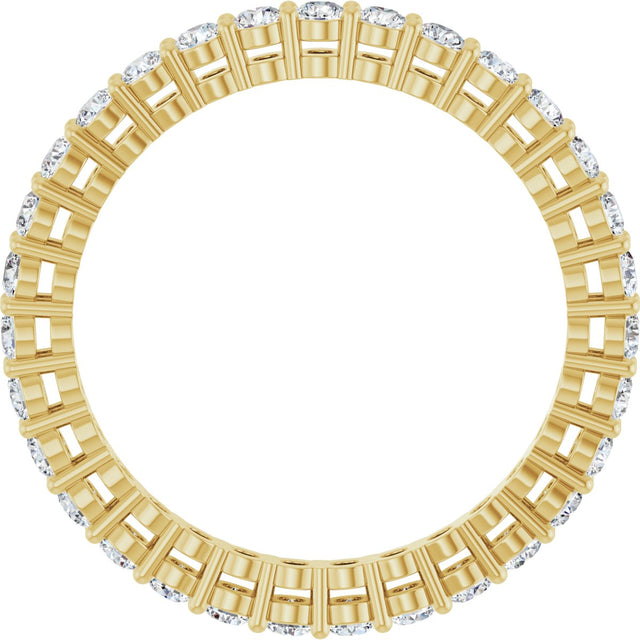 14K Gold Round Lab-Grown Diamond Shared-Prong Eternity Band – 2 mm Stones (7/8–1 CTW) - Yellow Gold - view 2