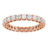 14K Gold Round Natural Diamond Shared-Prong Eternity Band – 2.5 mm Stones (1 3/8–1 1/2 CTW) - Rose Gold - view 3