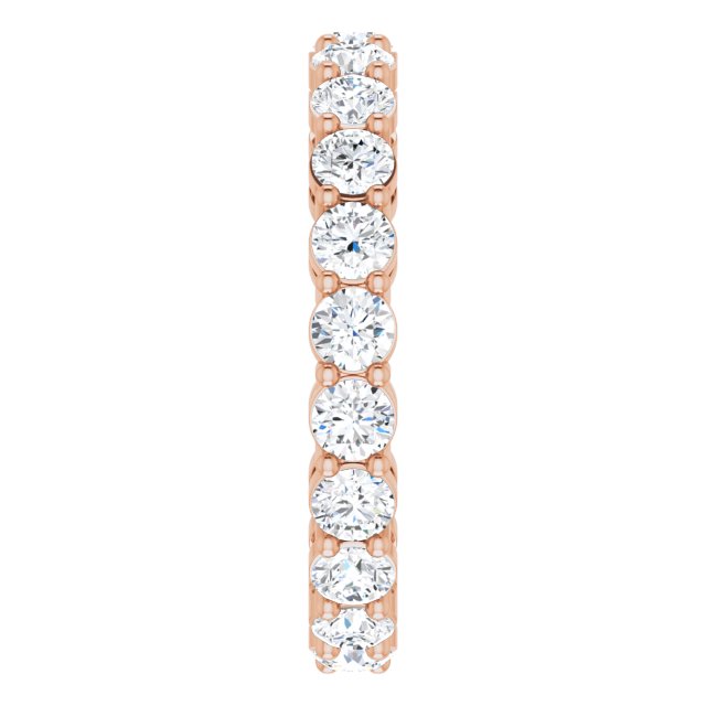 14K Gold Round Natural Diamond Shared-Prong Eternity Band – 2.8 mm Stones - Rose Gold - view 4