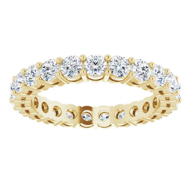 14K Gold Round Lab-Grown Diamond Shared-Prong Eternity Band – 2.8 mm Stones - Yellow Gold - view 3
