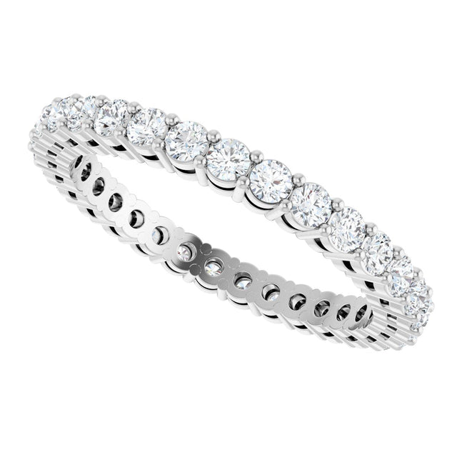 14K Gold Round Lab-Grown Diamond Shared-Prong Eternity Band – 2 mm Stones (7/8–1 CTW) - White Gold - view 5