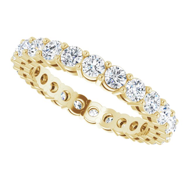 14K Gold Round Lab-Grown Diamond Shared-Prong Eternity Band – 2.5 mm Stones (1 3/8–1 1/2 CTW) - Yellow Gold - view 5