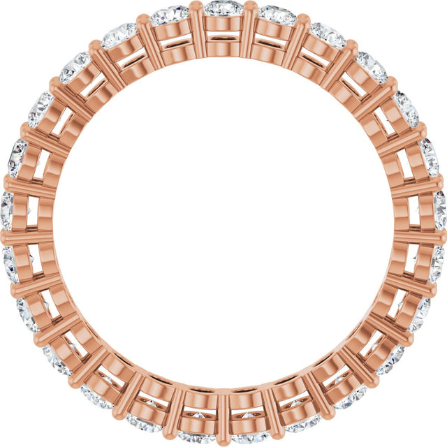 14K Gold Round Natural Diamond Shared-Prong Eternity Band – 2.5 mm Stones (1 3/8–1 1/2 CTW) - Rose Gold - view 2