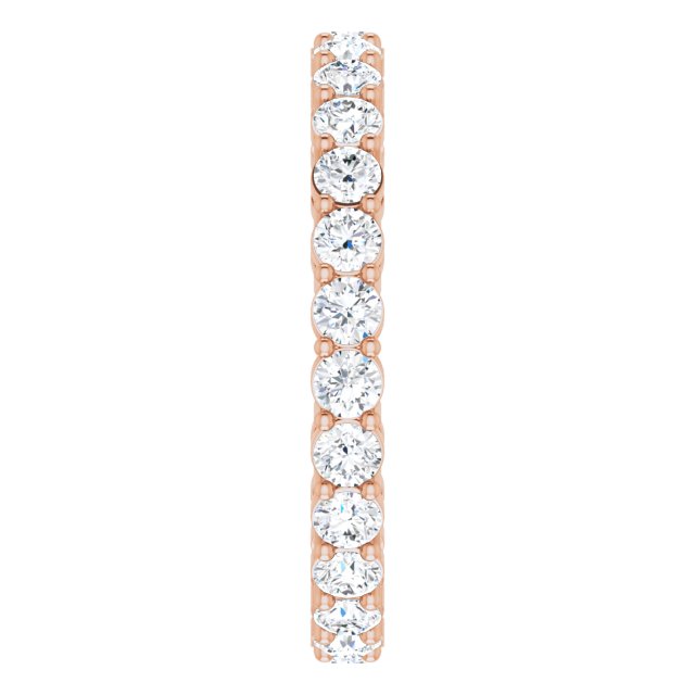 14K Gold Round Lab-Grown Diamond Shared-Prong Eternity Band – 2.5 mm Stones (1 3/8–1 1/2 CTW) - Rose Gold - view 4