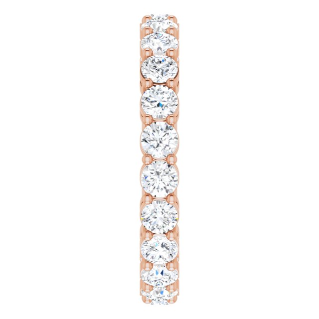 14K Gold Round Lab-Grown Diamond Shared-Prong Eternity Band – 2.8 mm Stones - Rose Gold - view 4
