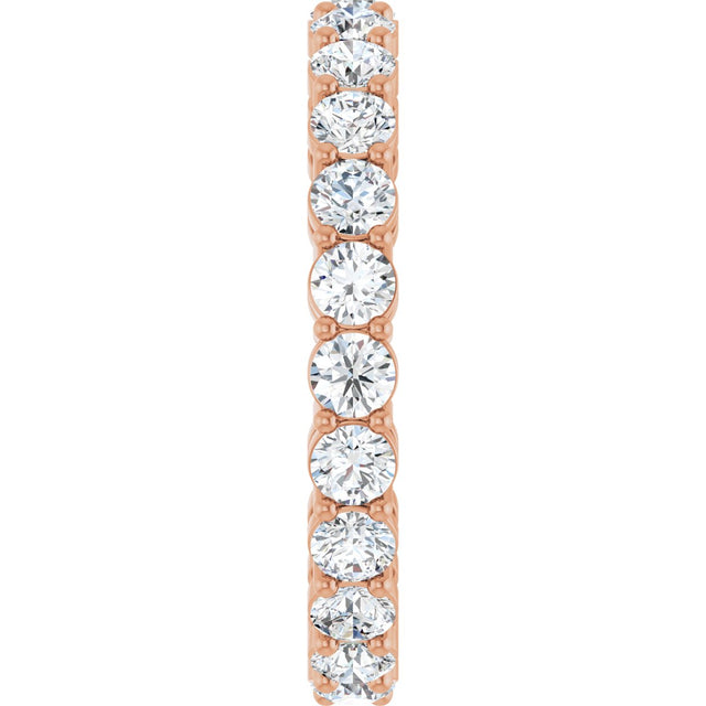 14K Gold Round Lab-Grown Diamond Shared-Prong Eternity Band – 2.8 mm Stones - Rose Gold - view 4