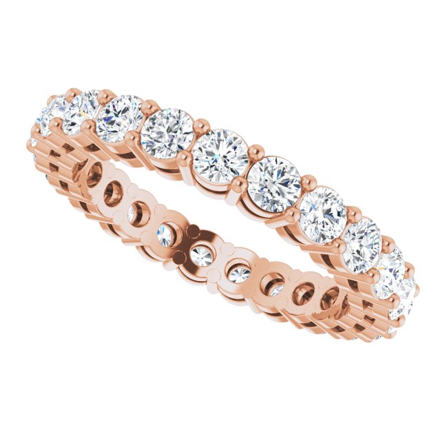 14K Gold Round Natural Diamond Shared-Prong Eternity Band – 2.5 mm Stones (1 3/8–1 1/2 CTW) - Rose Gold - view 5