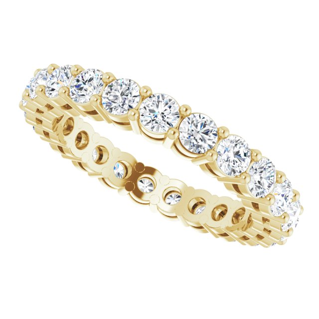 14K Gold Round Lab-Grown Diamond Shared-Prong Eternity Band – 2.5 mm Stones (1 3/8–1 1/2 CTW) - Yellow Gold - view 5