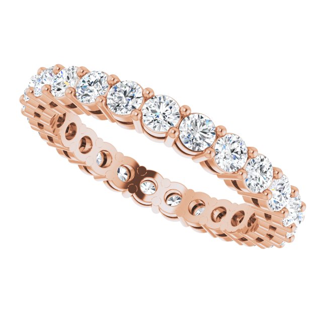 14K Gold Round Lab-Grown Diamond Shared-Prong Eternity Band – 2.5 mm Stones (1 3/8–1 1/2 CTW) - Rose Gold - view 5