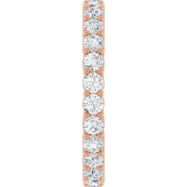 14K Gold Round Lab-Grown Diamond Shared-Prong Eternity Band – 2.5 mm Stones (1 3/8–1 1/2 CTW) - Rose Gold - view 4