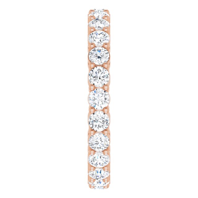 14K Gold Round Lab-Grown Diamond Shared-Prong Eternity Band – 2.5 mm Stones (1 3/8–1 1/2 CTW) - Rose Gold - view 4