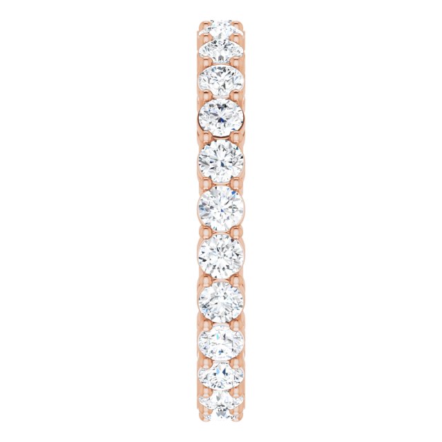 14K Gold Round Lab-Grown Diamond Shared-Prong Eternity Band – 2.5 mm Stones (1 3/8–1 1/2 CTW) - Rose Gold - view 4