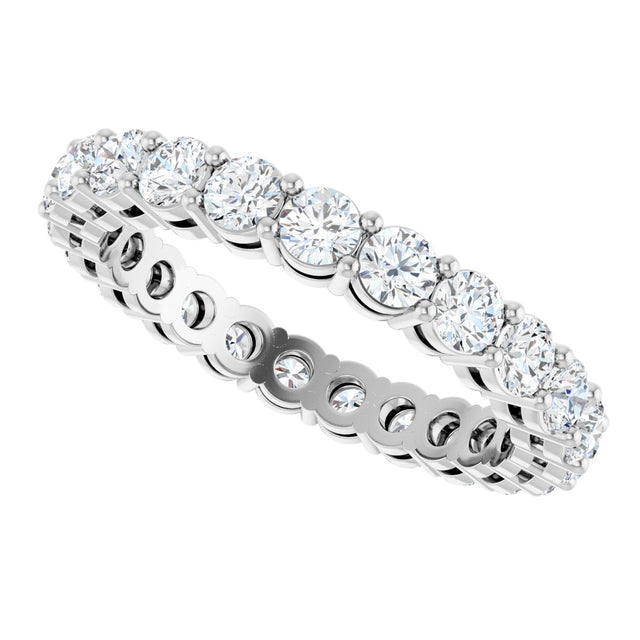 14K Gold Round Lab-Grown Diamond Shared-Prong Eternity Band – 2.8 mm Stones - White Gold - view 5