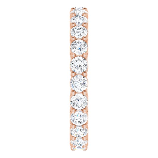 14K Gold Round Natural Diamond Shared-Prong Eternity Band – 2.5 mm Stones (1 3/8–1 1/2 CTW) - Rose Gold - view 4
