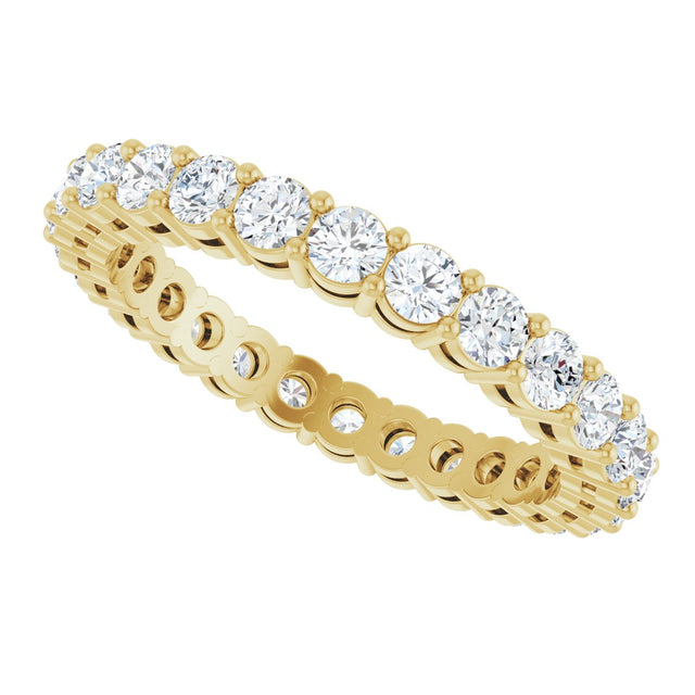 14K Gold Round Lab-Grown Diamond Shared-Prong Eternity Band – 2.5 mm Stones (1 3/8–1 1/2 CTW) - Yellow Gold - view 5