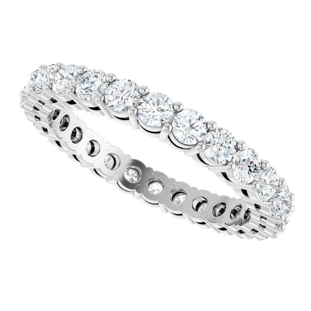 14K Gold Round Lab-Grown Diamond Shared-Prong Eternity Band – 2.5 mm Stones (1 3/8–1 1/2 CTW) - White Gold - view 5