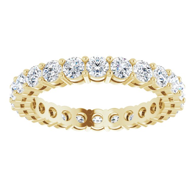 14K Gold Round Lab-Grown Diamond Shared-Prong Eternity Band – 2.8 mm Stones - Yellow Gold - view 3