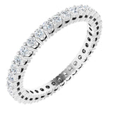 14K Gold Round Natural Diamond Shared-Prong Eternity Band – 1.7 mm Stones (1/2–3/4 CTW) - White Gold