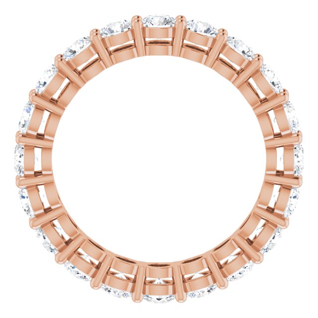 14K Gold Round Natural Diamond Shared-Prong Eternity Band – 3 mm Stones (1 3/4–2 1/5 CTW) - Rose Gold - view 2