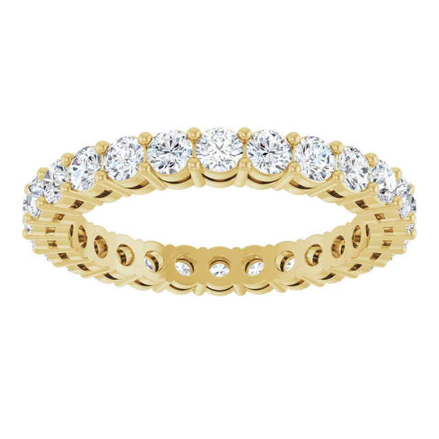 14K Gold Round Lab-Grown Diamond Shared-Prong Eternity Band – 2.5 mm Stones (1 3/8–1 1/2 CTW) - Yellow Gold - view 3