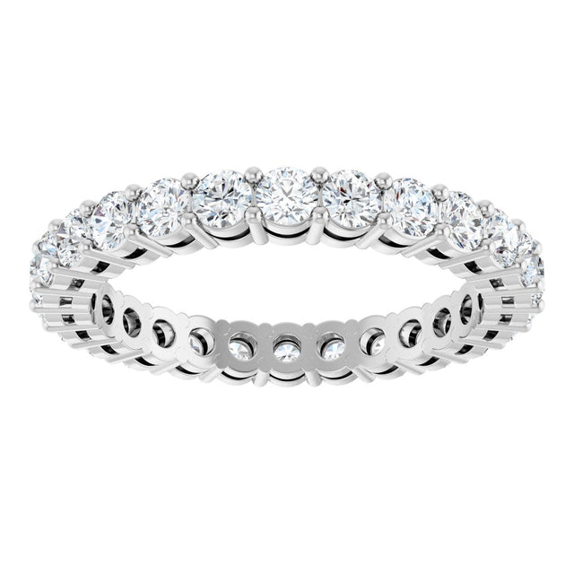 14K Gold Round Lab-Grown Diamond Shared-Prong Eternity Band – 2.5 mm Stones (1 3/8–1 1/2 CTW) - White Gold - view 3