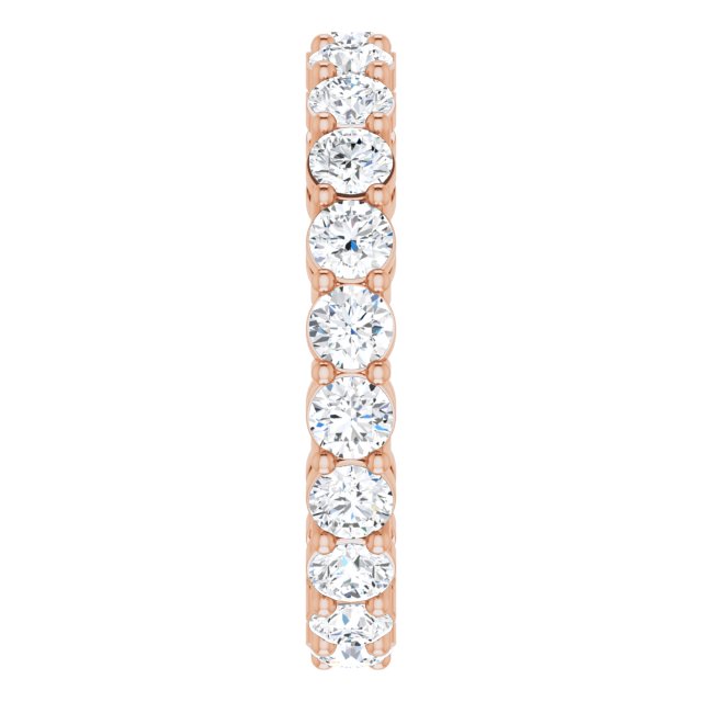 14K Gold Round Lab-Grown Diamond Shared-Prong Eternity Band – 2.8 mm Stones - Rose Gold - view 4