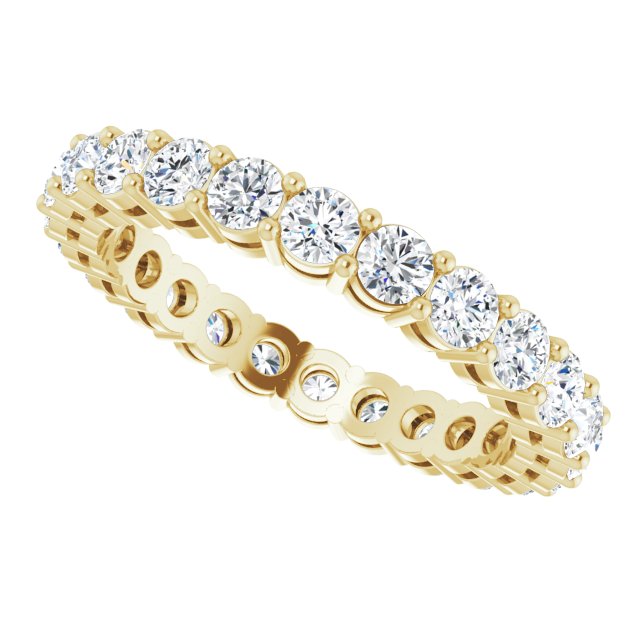 14K Gold Round Lab-Grown Diamond Shared-Prong Eternity Band – 2.8 mm Stones - Yellow Gold - view 5