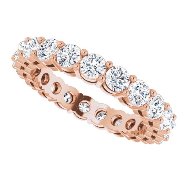14K Gold Round Lab-Grown Diamond Shared-Prong Eternity Band – 2.8 mm Stones - Rose Gold - view 5