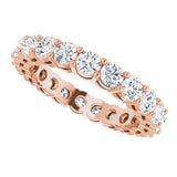 14K Gold Round Natural Diamond Shared-Prong Eternity Band – 2.8 mm Stones - Rose Gold - view 5