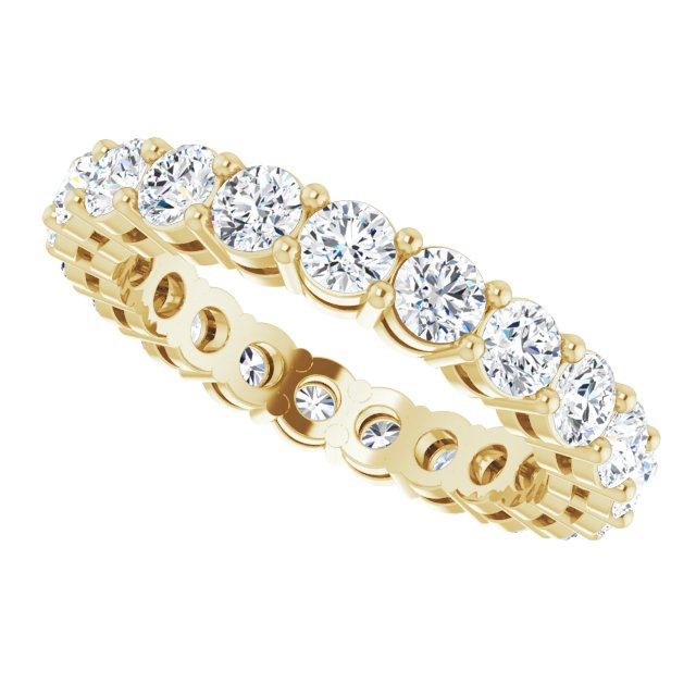 14K Gold Round Lab-Grown Diamond Shared-Prong Eternity Band – 2.8 mm Stones - Yellow Gold - view 5