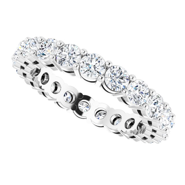 14K Gold Round Lab-Grown Diamond Shared-Prong Eternity Band – 2.8 mm Stones - White Gold - view 5