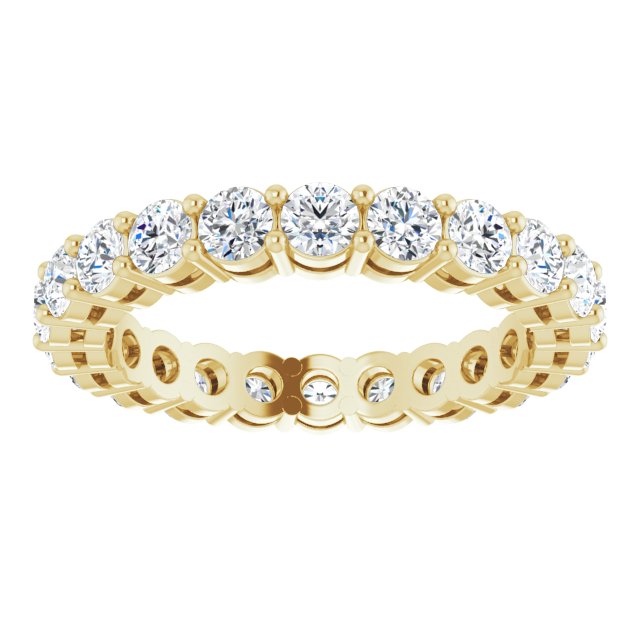 14K Gold Round Lab-Grown Diamond Shared-Prong Eternity Band – 2.8 mm Stones - Yellow Gold - view 3