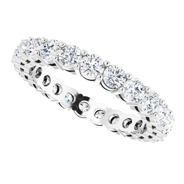 14K Gold Round Lab-Grown Diamond Shared-Prong Eternity Band – 2.8 mm Stones - White Gold - view 5