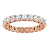 14K Gold Round Lab-Grown Diamond Shared-Prong Eternity Band – 2.8 mm Stones - Rose Gold - view 3