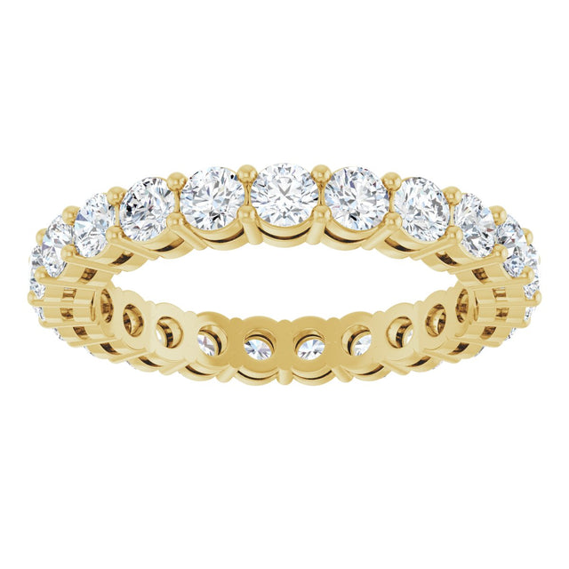 14K Gold Round Lab-Grown Diamond Shared-Prong Eternity Band – 2.8 mm Stones - Yellow Gold - view 3