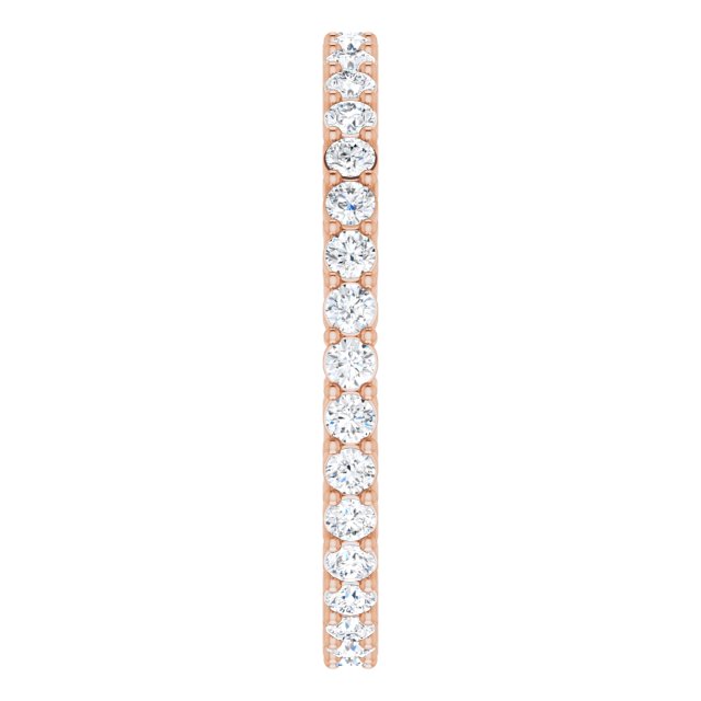 14K Gold Round Lab-Grown Diamond Shared-Prong Eternity Band – 1.7 mm Stones (1/2–5/8 CTW) - Rose Gold - view 4