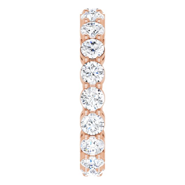14K Gold Round Natural Diamond Shared-Prong Eternity Band – 3 mm Stones (1 3/4–2 1/5 CTW) - Rose Gold - view 4