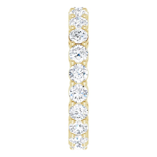 14K Gold Round Natural Diamond Shared-Prong Eternity Band – 3 mm Stones (1 3/4–2 1/5 CTW) - Yellow Gold - view 4