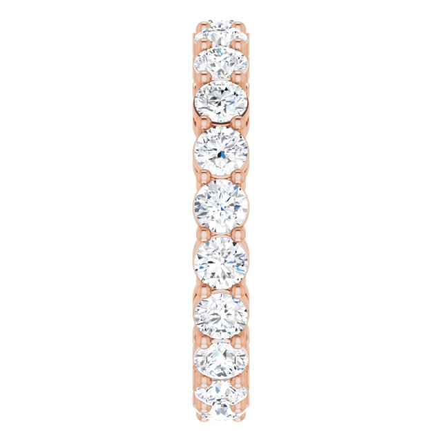 14K Gold Round Natural Diamond Shared-Prong Eternity Band – 3 mm Stones (1 3/4–2 1/5 CTW) - Rose Gold - view 4