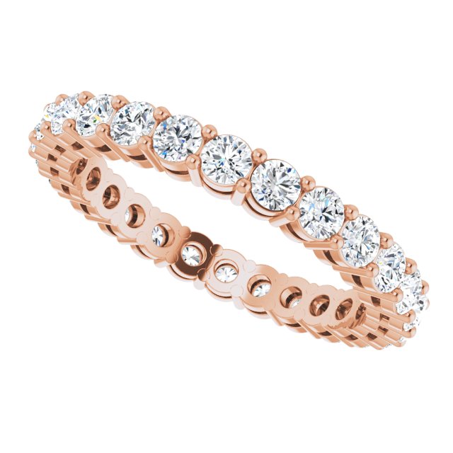 14K Gold Round Lab-Grown Diamond Shared-Prong Eternity Band – 2.5 mm Stones (1 3/8–1 1/2 CTW) - Rose Gold - view 5
