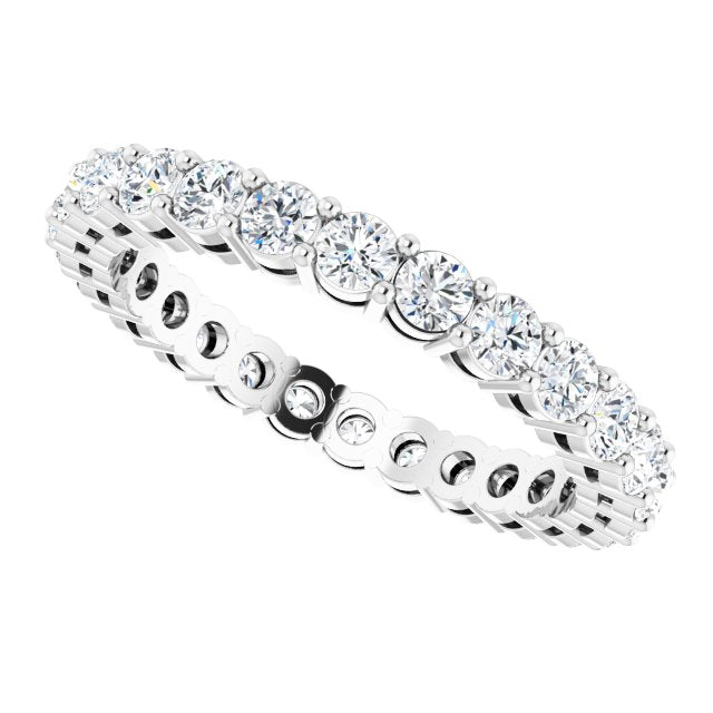 14K Gold Round Lab-Grown Diamond Shared-Prong Eternity Band – 2.5 mm Stones (1 3/8–1 1/2 CTW) - White Gold - view 5